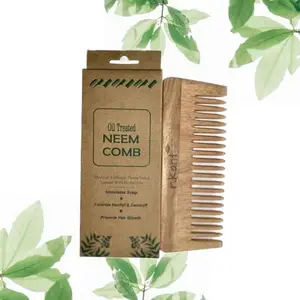 R Kant Neem Comb | Wooden Hair Comb | Detangler Hair | Wide Teeth | Natural Hair Care Solution | Shampoo Comb - Qty 1 No