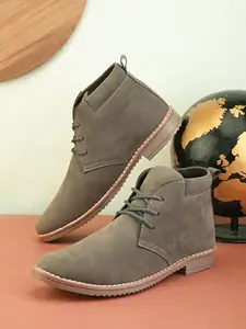 WOAKERS Mens Synthetic Leather Comfortable and Stylish Casual Shoes (Grey, 10) (HR-007)