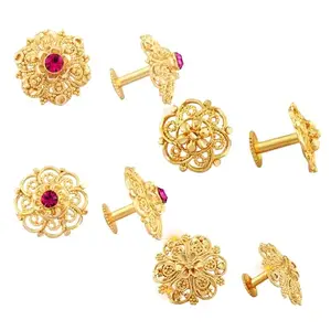 VFJ VIGHNAHARTA FASHION JEWELLERY Vighnaharta Golden Alloy Stud Earrings Combo Set(4 Pair Earrings)[VFJ1098-1087-1097-1086ERG]