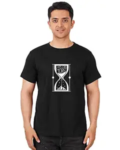 DUDEME : Time to Explore More Round Neck 100% Cotton 180 GSM T Shirt Black