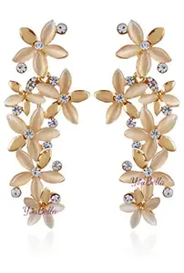 YouBella Jewellery Designer Hanging Earrings for Girls and Women (Golden-White)