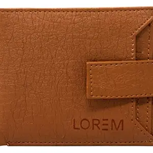 Lorem Tan Removable Card Holder Bi-Fold Faux Leather 7 ATM Card Slots Wallet for Men WL10