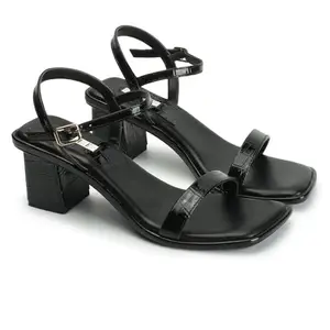 ELLE Women's Backstrap Heel Sandals Colour-Black, Size-UK 7