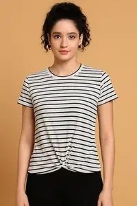 Samaay Fashion Women's Round Neck T-Shirt (in, Alpha, M, Regular, Black)