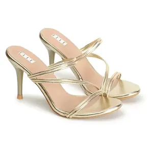 Elle Women's Slip On Heel Sandals Colour-Gold, Size-UK 7