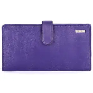 Truro England Genuine Leather Women High Design Multipurpose Zip-Around Purse Travel Wallet - Violet Blue 18 cm X 10 cm