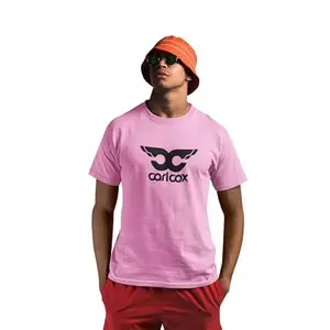 Streetfluencer Men’s Casual Printed Regular Fit Round Neck Half Sleeve T-Shirt Pink