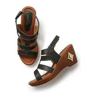 Everly Women Synthetic Leather Darkgreen Platform Wedge Sandal -(4) - MRJ5016SRJ37