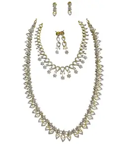 Women's Jewelery set for GoldPlated haram Necklace and Earings stone jewel set with traditional festive Collections