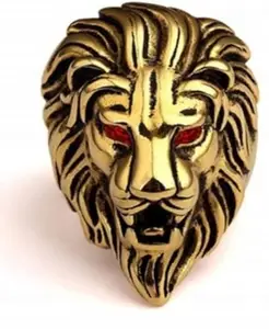 Vipunj Gold plated lion ring for him Brass Gold Plated Ring ()_BZ_R003