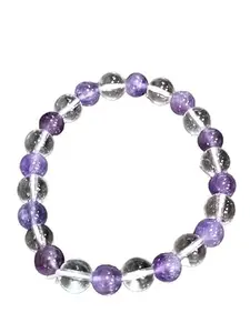 Clear Quartz & Amethyst Bracelet 8MM (Meditation & Reflection)