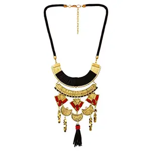 Shashwani Beaded Fashion Necklace with Real Tibetan Beads and Oxidized Finish - PID28834