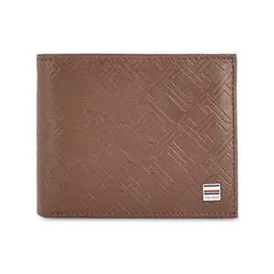 Tommy Hilfiger Newark Leather Multicard Coin Wallet for Men - Tan, 8 Card Slots