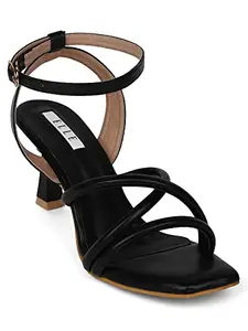 ELLE Women's Black Slim Heel Sandal