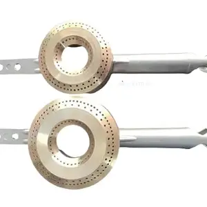Gas Stove Brass Burner Set for High Flame In Set of 2 Sizes Large, 23 X 7 8 X 5 & Small - 23 X 6 8 X 5 Open