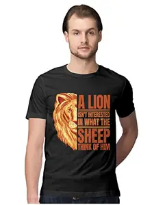 ALLEN BLACK Men's Regular Fit T-Shirt Lion Mentality - Sigma Male Mindset 100% Cotton T-Shirt Black_SIGNSMAOS-Black XL Men Round_