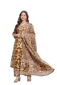 PARTHVI Women’s Cotton Printed Kurta Set with Pants & Dupatta | Elegant Ethnic Wear for Women | Floral Print | Comfortable Suit Set