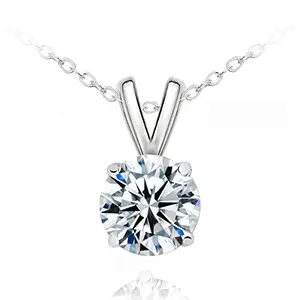 dc jewels Swarovski RABIT Style Loop Sterling Silver Solitaire American Diamond Pendant Necklace for Girls & Women with Chain by