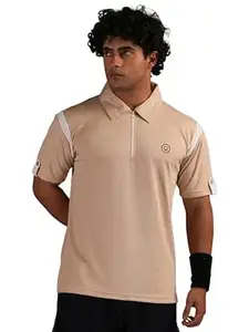 CHKOKKO Gym Tshirt for Men Workout Activewear Man T-Shirts Polo Neck Zipper Regular Fit Half Sleeves for Sports Running Yoga Training Activities