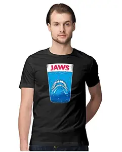 ALLEN BLACK Men's Regular Fit T-Shirt Funny Jaws Like Teeth in A Glass 100% Cotton T-Shirt Black_JAWLKTET-Black 3XL Men Round_