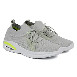 ASIAN Hattrick-21 Men's Lightweight & Casual Sport Shoes Ideal for Running, Walking & Gym, Light Grey, Green