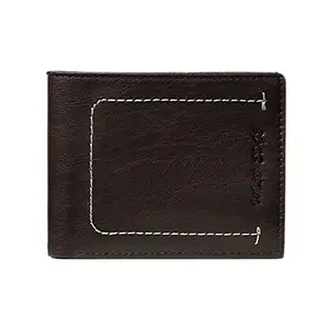 WILD EDGE Genuine Leather Men's Dark Brown Wallet/Purse with Flap Closure and Double Stitch Design - Stylish Formal and Casual Look Men's Wallet