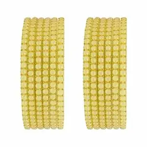 Srijman Glass Bangles Set of 12 for Women | Designer Beaded Gold Accent Chudi Set | Lightweight Traditional Bangles | 20+ Colours Available | Sizes 2.4, 2.6, 2.8