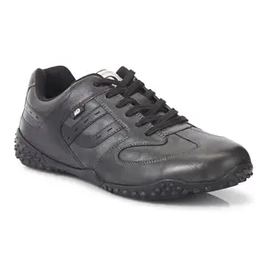 ID Men's Charcoal Leather Lace-Up Smart Casual Shoes