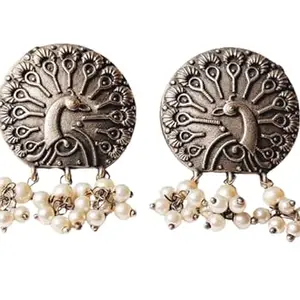 Blazeny Creations Beautiful Brass Oxidized Afghani Peacock Earring (BLZ-EA-GOP-0034)