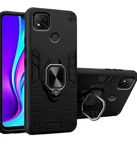 mobile covers Recanow Back Case Cover for Mi Redmi 9 / Redmi 9 (c) .Armor | Polycarbonate | Shockproof Soft TPU and Hard PC Back Cover Case with Magnetic Ring Holder (Black)