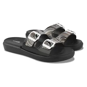 Slipover Flip Flop Slippers for Women (Dual Straps Rainbow) Stylish|Comfortable|Soft|Lightweight|Anti-Skid|Lab tested|Casual|EVA Slippers|Chappal|Sandals, Suitable for: Womens|Girls|Color:Black|Size:7