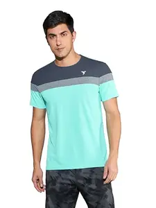 TECHNOSPORT Men's Slim Fit T-Shirt for Running, Gym & Sports - (MTP68SGN_Snarkel Green_2XL)
