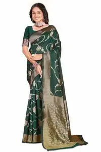 Shasmi Women's Green Printed, Embroidered, Embellished Bandhani Georgette Party Sari collections With Blouse Piece for Wedding sadi (PARI-220)