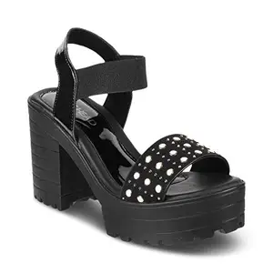 SOLE HEAD Black Heels Sandal for Women