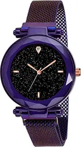 FROZIL Analogue Purple Dial Magnet Belt Watches for Girls and Womens