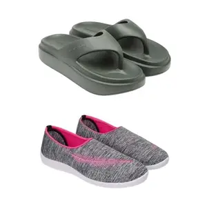 SPORTER Extra Soft Classic Casual wear with Flexibility Technology Flip Flop Combo for Women's/Girl's(6111+1543)(8) Multicolor