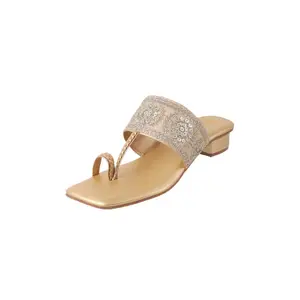 Visit the Metro Store Metro Women Embellished Ethnic Kolhapuri Block Heel Slip-on Sandal