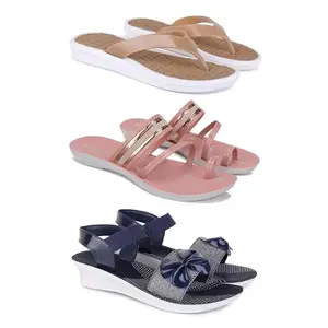 Women's Comfortable Sandal,Casual Lightweight Sandal for Everyday Wear | (COMBO-3)-1860-1944-1972-7-EURO-38
