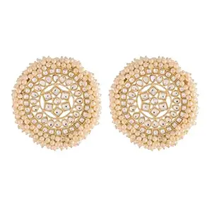 Amazon Brand - Anarva  18k Gold Plated Kundan Pearl Stud Earrings for Women (E2940W)