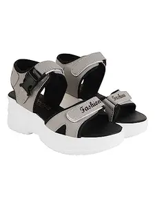 Do Bhai Velcro Style Grey Sandal For Women & Girls/UK3