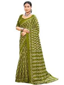 GLORIOUS LIFESTYLE Mul Mul Cotton Saree for Women | Traditional Patola Print Casual Wear Saree | Soft Lightweight Cotton Saree with Unstitched Blouse Piece