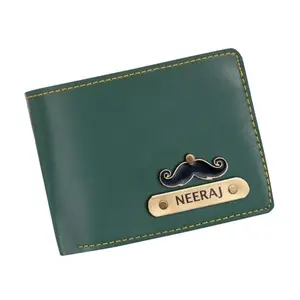NAVYA ROYAL ART Personalized Name & Charm Self – Textured Leather Mens Wallet (Mint Green GR01) | Customized Gifts for Men
