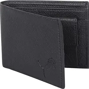 WILD EDGE Men's Wallet in Solid Design with Flap Closure Artificial Leather | Stylish Men's Two-Fold/Bi-Fold Wallet (Black)