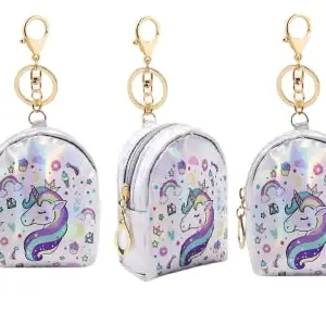 ANESHA Holographic Unicorn Face Short Wallet Small Coin Purse for Women Girls (Pack of 3)