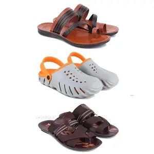 DRACKFOOT Men's Sandals | Lightweight Wear| Stylish & Easy to Wear For Men's GR-SAN-(3-COMBO)-3151-3150-3127-10