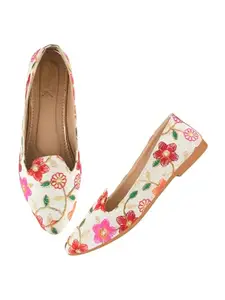 Shoetopia Shoetopai Women's Multi Ethnic Embroidered Slip-On Belly with Mirror Work – Traditional Multicolor Juttis for Casual & Festive EU41