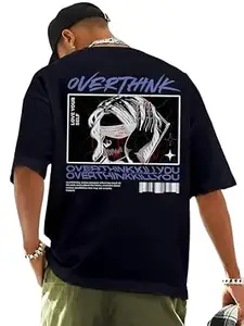 ENCIGER Oversized Cotton T-Shirt for Men Drop Shoulder Printed Graphic Loose Fit Casual Street Style Tee