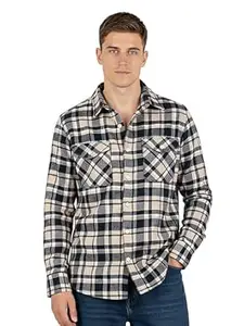 Beyoung Recycled Checked Flannel Shirt for Men | Premium Cotton Flannel | Classic Pointed Collar