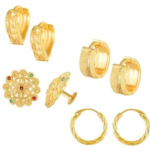 VFJ VIGHNAHARTA FASHION JEWELLERY Vighnaharta Golden Alloy Stud Earrings Combo Set(Sales Package-4 Pair Earrings)[VFJ1474-1476-1434-1435ERG]