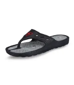 Unistar Black Acupressure Slippers|Flip-Flops|Natural Leg Foot Massager Slippers For Men's & Women's Size -9